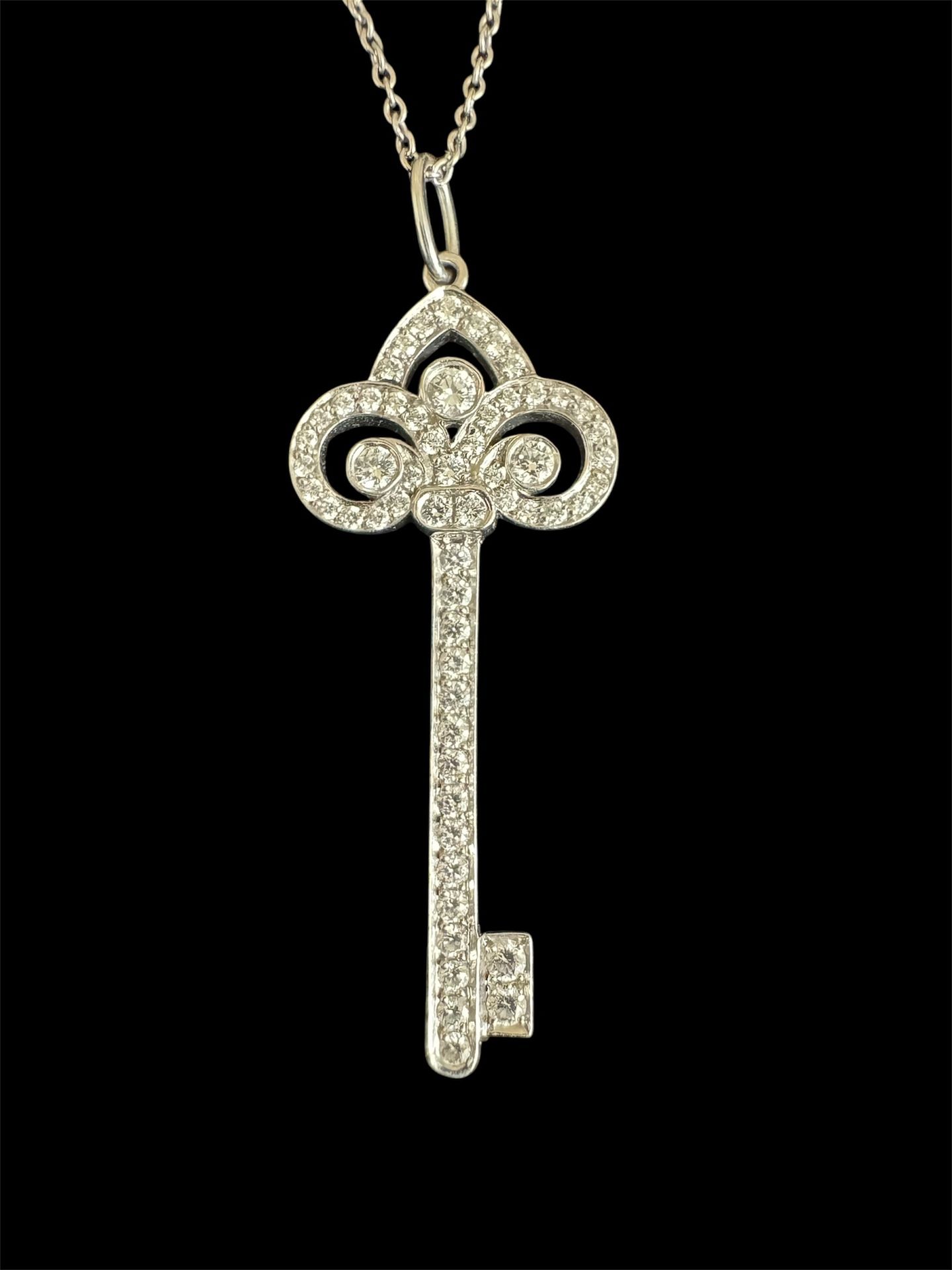 Tiffany & Co. Key Pendant Pt950 Platinum Diamond & 18k White Gold Necklace