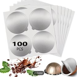 100pcs Aluminum Foil Lids Compatible with Vertuo Coffee Capsules, Reusable Espresso Sealing