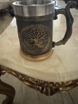 Viking Yggdrasil Tree of Life Tankard Mug Stainless Steel Resin Cup Mugs