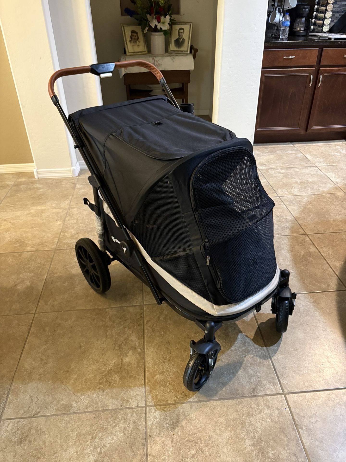 ONLY $85: 4 Wheel Foldable Dog Stroller for 2 Dogs with Storage Pocket Suitable for Pets Up to 80LB