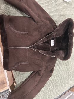 Hollister Size XS - Brown Suede Shearling Zip-Up Jacket