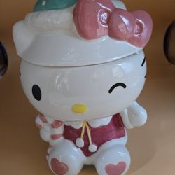 Hello Kitty Candy Cane Cookie Jar