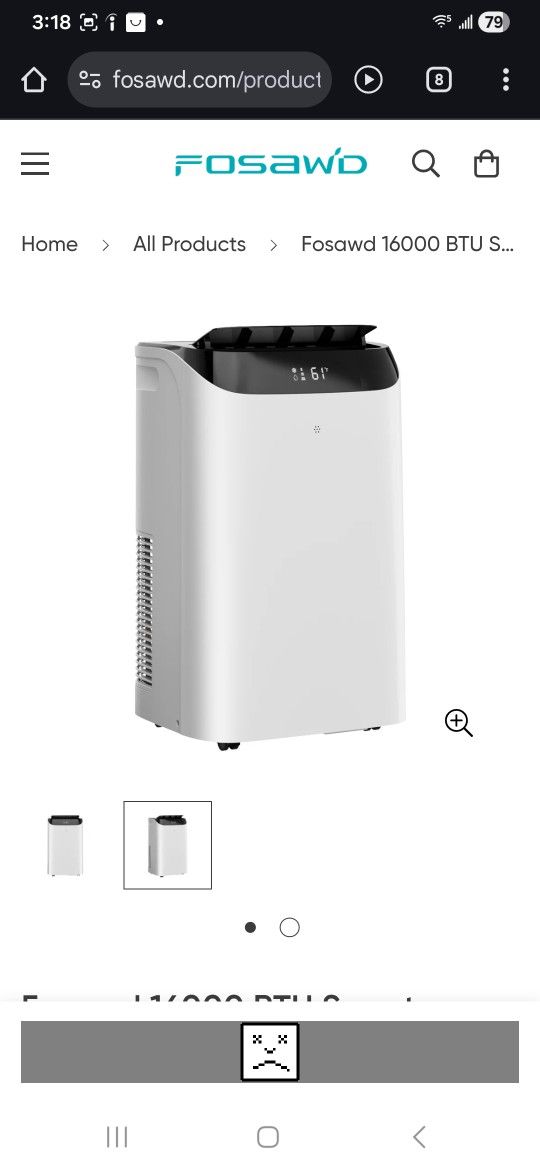 Fosawd 16000 BTU Smart Inverter Portable Air Conditioner 【3-in-1 Mode with Fan and Dehumidifier】 like NeW!