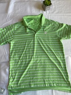 Adidas Climalite Green Striped Golf Polo Shirt Small