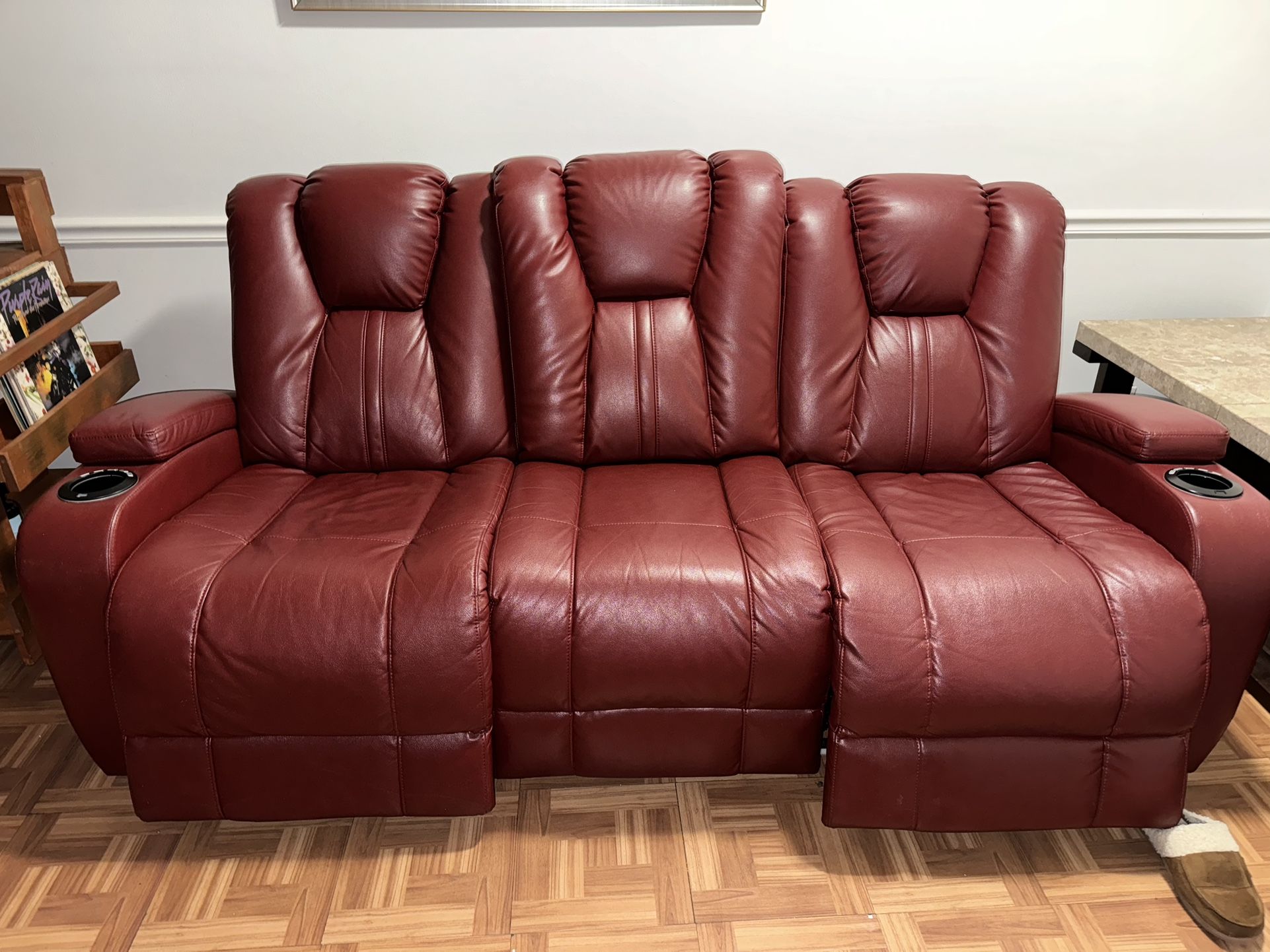 Rooms to Go Red Leather Couch