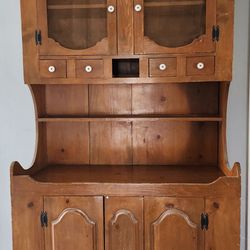 Solid Pine Country Kitchen Hutch, 83" tall