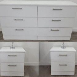 Dresser And 2 Nightstands - Cómoda Y 2 Mesitas De Noche 