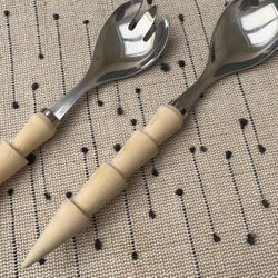 Wooden Handle Salad Tongs 