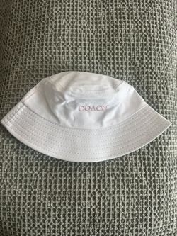 Coach White Hat with Pink Logo