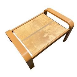 Natural finish wooden footrest  footstool with velcro to attach a cushion