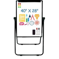 Stand White Board - 40 x 28 Inch Double Sided Magnetic Dry Erase Board with Stand Height Adjustable, Home Office Classroom School Teacher Use