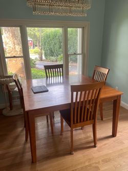 Wood Dining Table with 4 Chairs