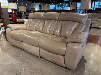 Beige Modular Leather Manual Reclining Sofa