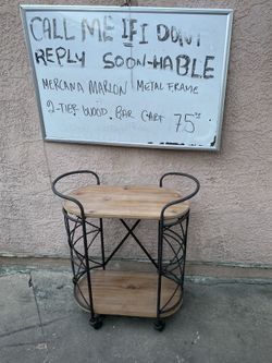 2 Tier Wood Bar Cart Carrito De Barra Con Llantas 