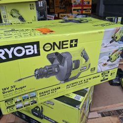 Ryobi PCL457B Cordless Drain Auger with 35 ft Cable, LED Light