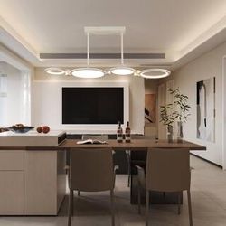 4-Light Modern White 3CCT Integrated LED Dimmable Fashion Rings Design Chandeliers Fixtures for Dining Room or Kitchen