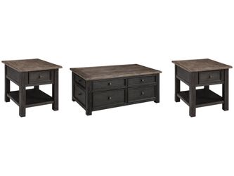 Tyler Creek Grayish Brown/Black Coffee Table and 2 End Tables