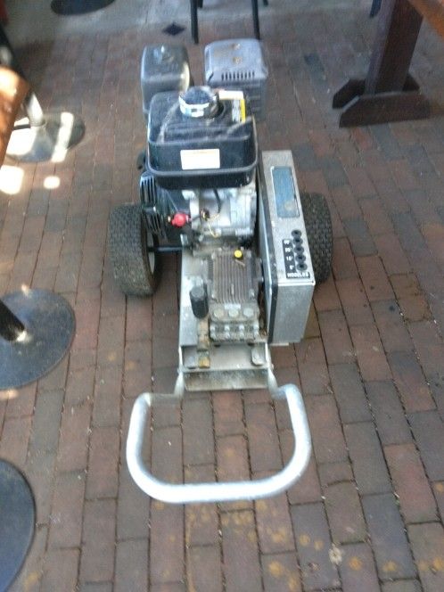 Large Pressure Washer Was Winterized Needs To Be Flushed Works Excellent Comes W/ 3 Sizes Of Wands One Gun Handle One High Pressure Hose One Soft Tang