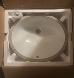 Two NEW Lordear Undermount Bathroom Sink 18x15 Inch Oval Vessel Sink White Porcelain Ceramic Bathroom Vanity Sink Under Counter Lavatory Basin with Ov