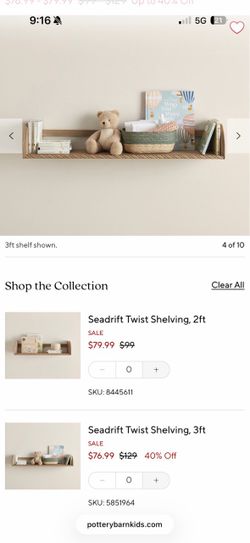 (2) Nursery shelves