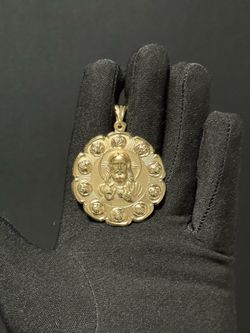 14K Gold filled Double sided Jesus and Virgin Mary Pendant