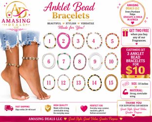 Stretchable Beaded Anklet Bracelets – Choose Any 3 for $10
