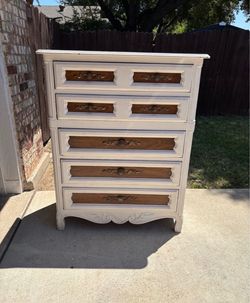Vintage Solid Wood 5 Drawer Chest