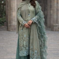 Traditional Pakistani Dress With Ruffle Dupatta 