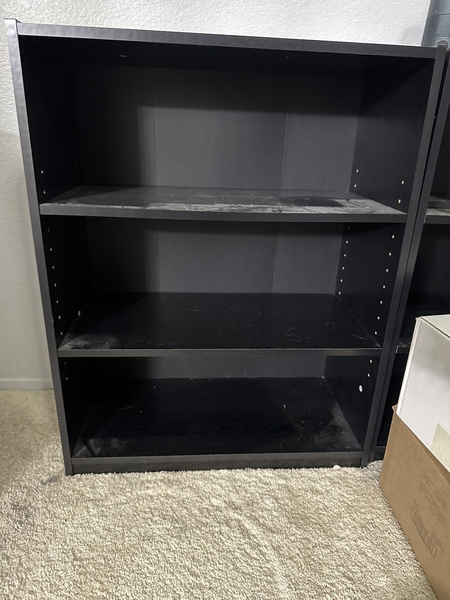 TWO Black Three Tier Shelves