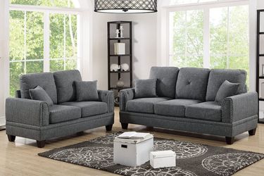 Brand new grey linen sofa and loveseat 2PCs set