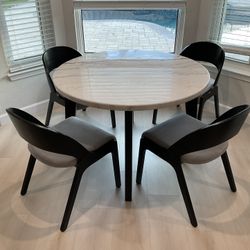 Dining or Kitchen Set with Real Marble Tabletop and 4 chairs