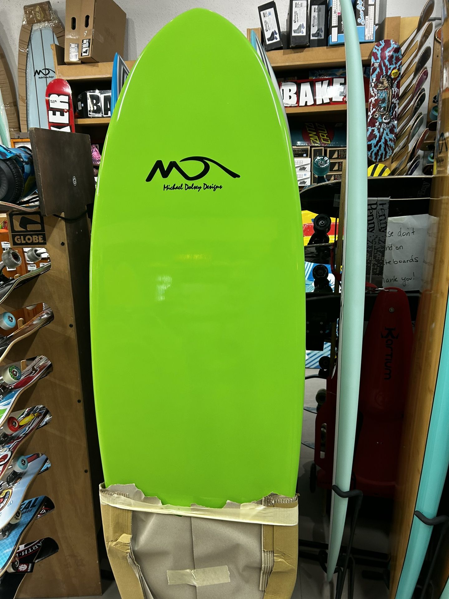 Green MD Surfboard At Catch A Wave Surfshop