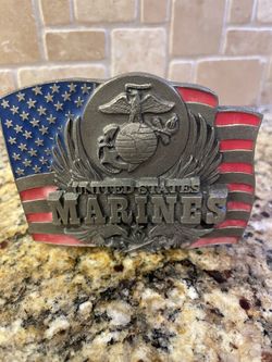 United States Marines With American Flag Hitch Cover (Metal)