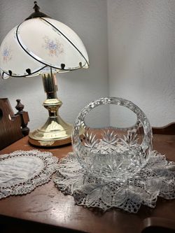 Cut Crystal Glass Basket Bowl