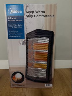 MIDEA 1500W Quartz Indoor Electric Space Heater Radiant • Black