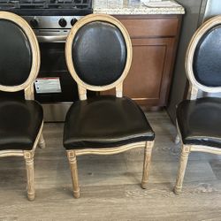Black Leather Wooden Chairs