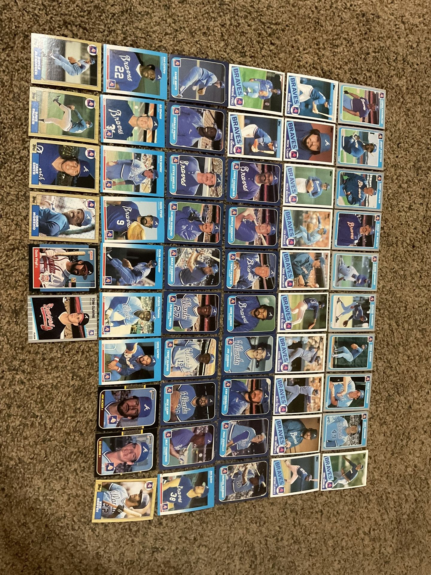 56 Mid To Late 1980s Atlanta Braves Baseball Cards With Stars And Rookies