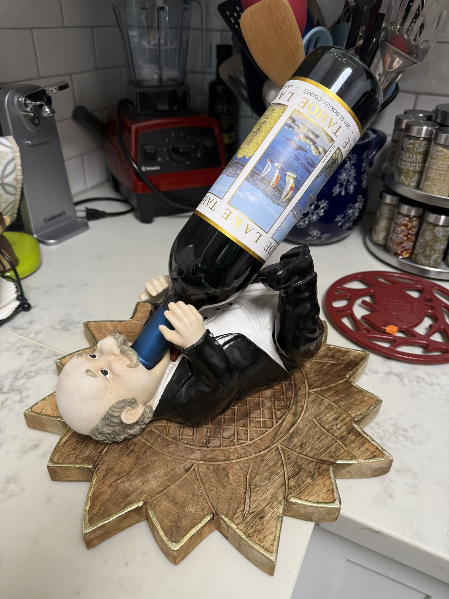 Black Tie man Holding Wine Bottle