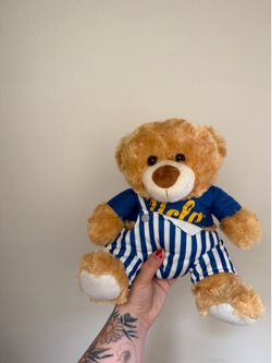 Cute UCLA Brown Bear Plush w/ Blue Overalls & UCLA Shirt