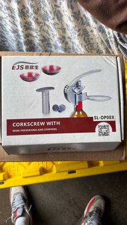 EJS Corkscrew with Wine Preserving and Stoppers Set