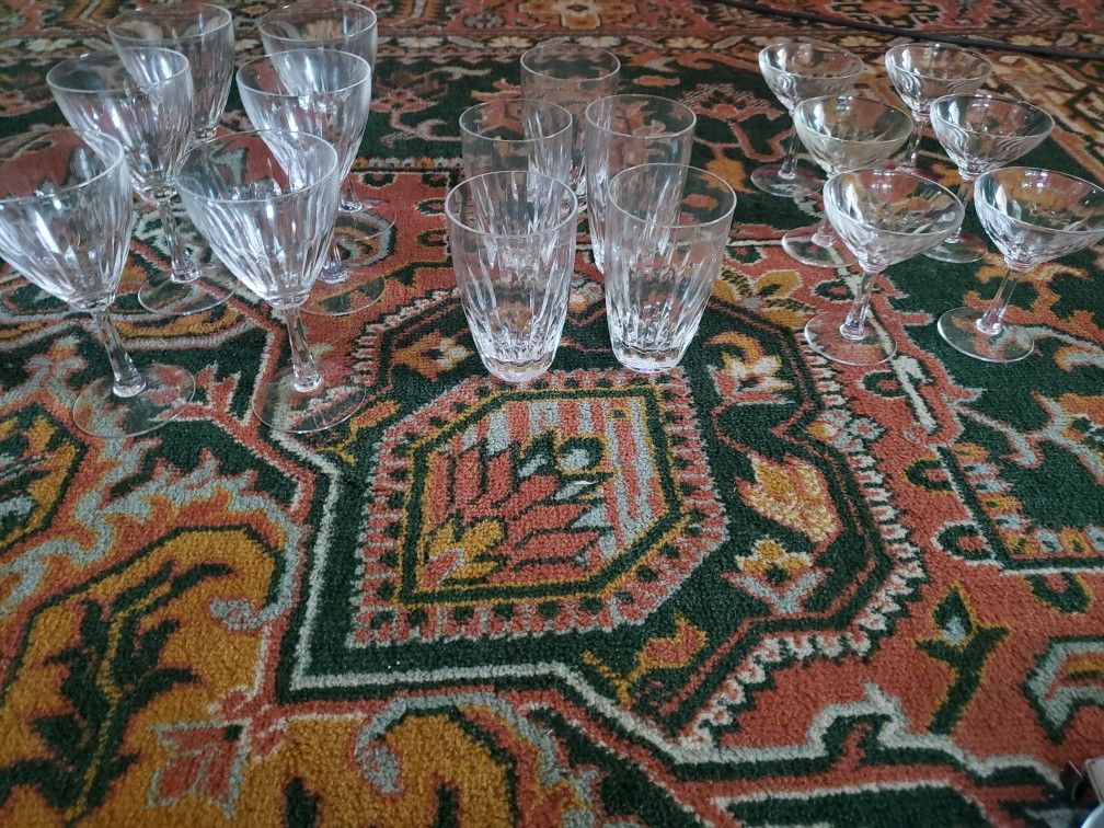 Vintage cups, martini, and wine glasses