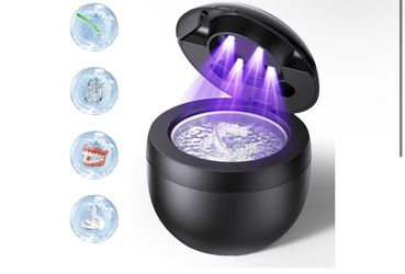 EcoBasic Ultrasonic Retainer Cleaner Machine, 45kHz Dental Cleaning Pod with UV-C Light, 200ML Denture Cleaner with 4 Modes Deep Cleaning for Retainer