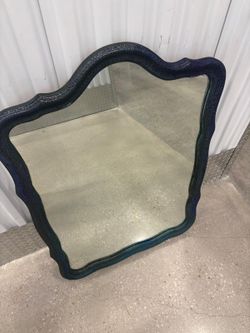 Gray/ blue Wooden framed mirror.       29 “ x 41” $40