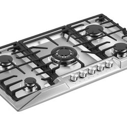New Empava 36” Wide Gas Stainless Steel Cooktop 