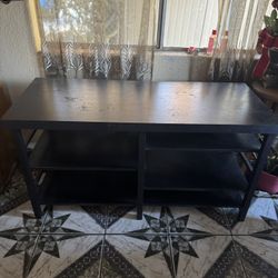 Black Wooden Table With Shelves
