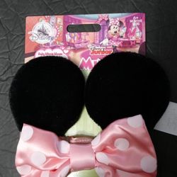 Disney Junior Minnie Mouse Pink Polka Dot Bow Elastic Ears Headband for Baby NEW