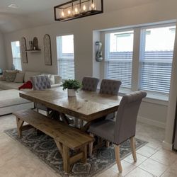 Custom Built Dining Table Solid wood Farmhouse Set Modern Rustic Bench Country Oval Round Counter Breakfast Height  Farm House 