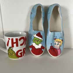 Dr. Seuss The Grinch 18oz Ceramic Mug Cup Shoes size 7