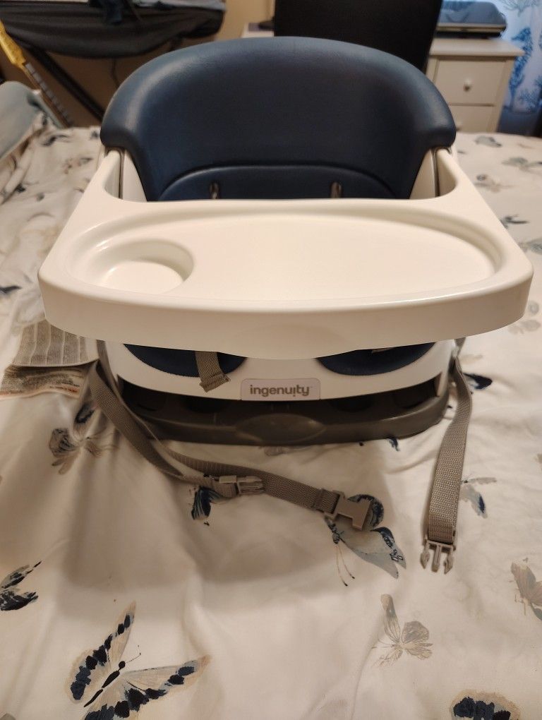 Ingenuity Baby Base 2-in-1 Booster Feeding and Floor Seat with Self-Storing Tray