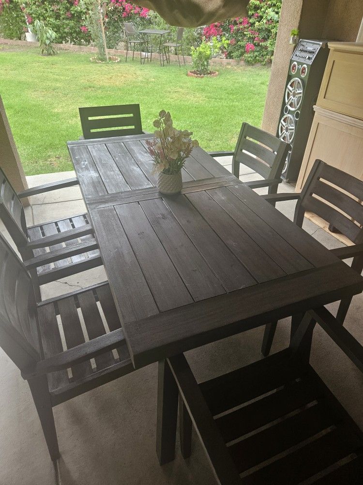 Wood Patio Dining Set/Outdoor Furniture/Cash Only